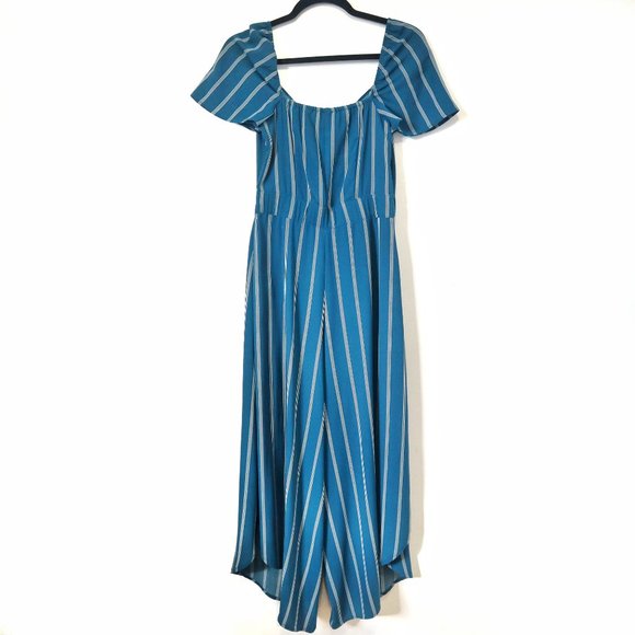 Nordstrom Leith Teal Blue Jumpsuit With Front Cut Out - Picture 5 of 7